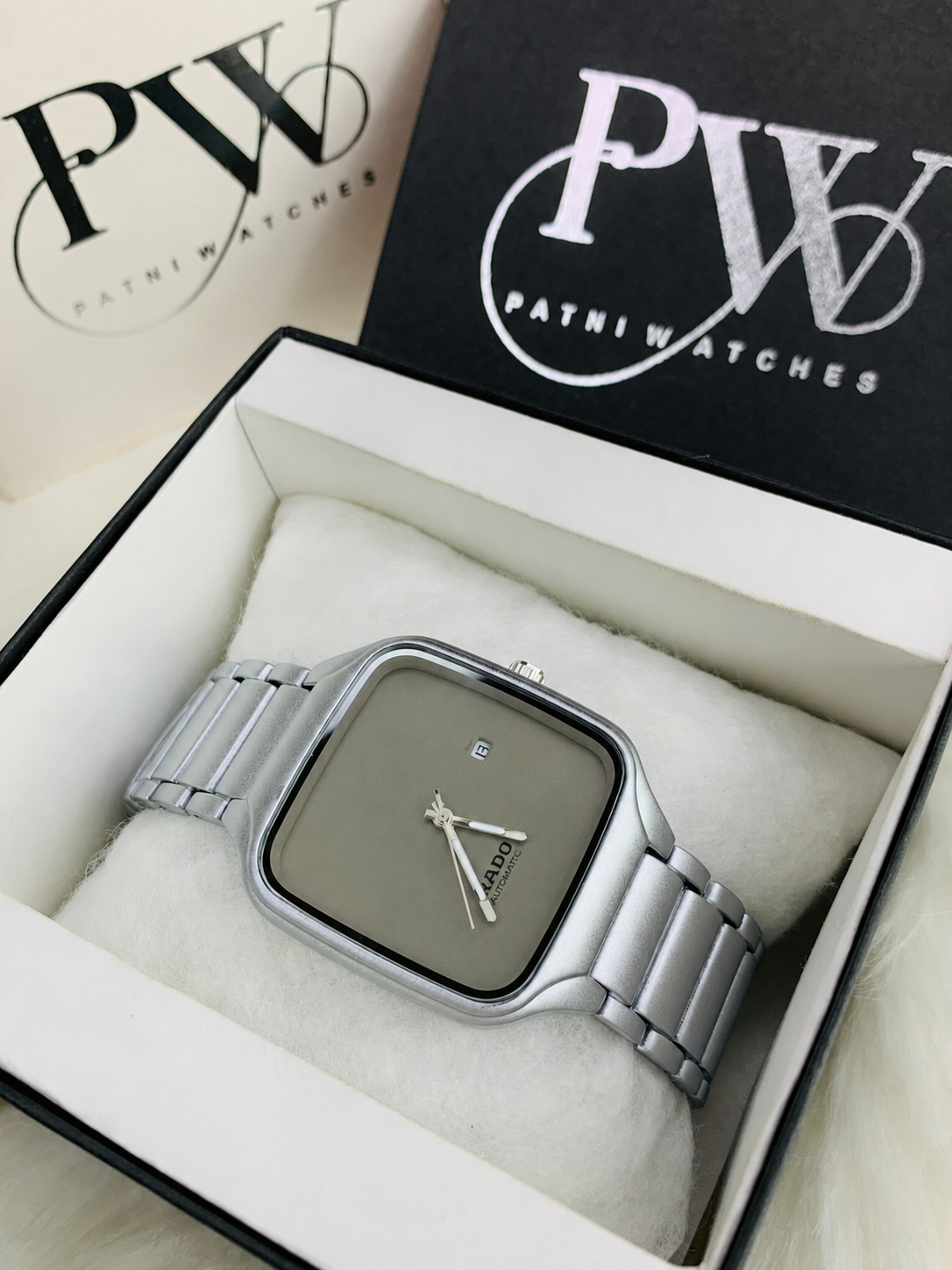 RD SQ Silver Model (Inner Grey) Patni Watches