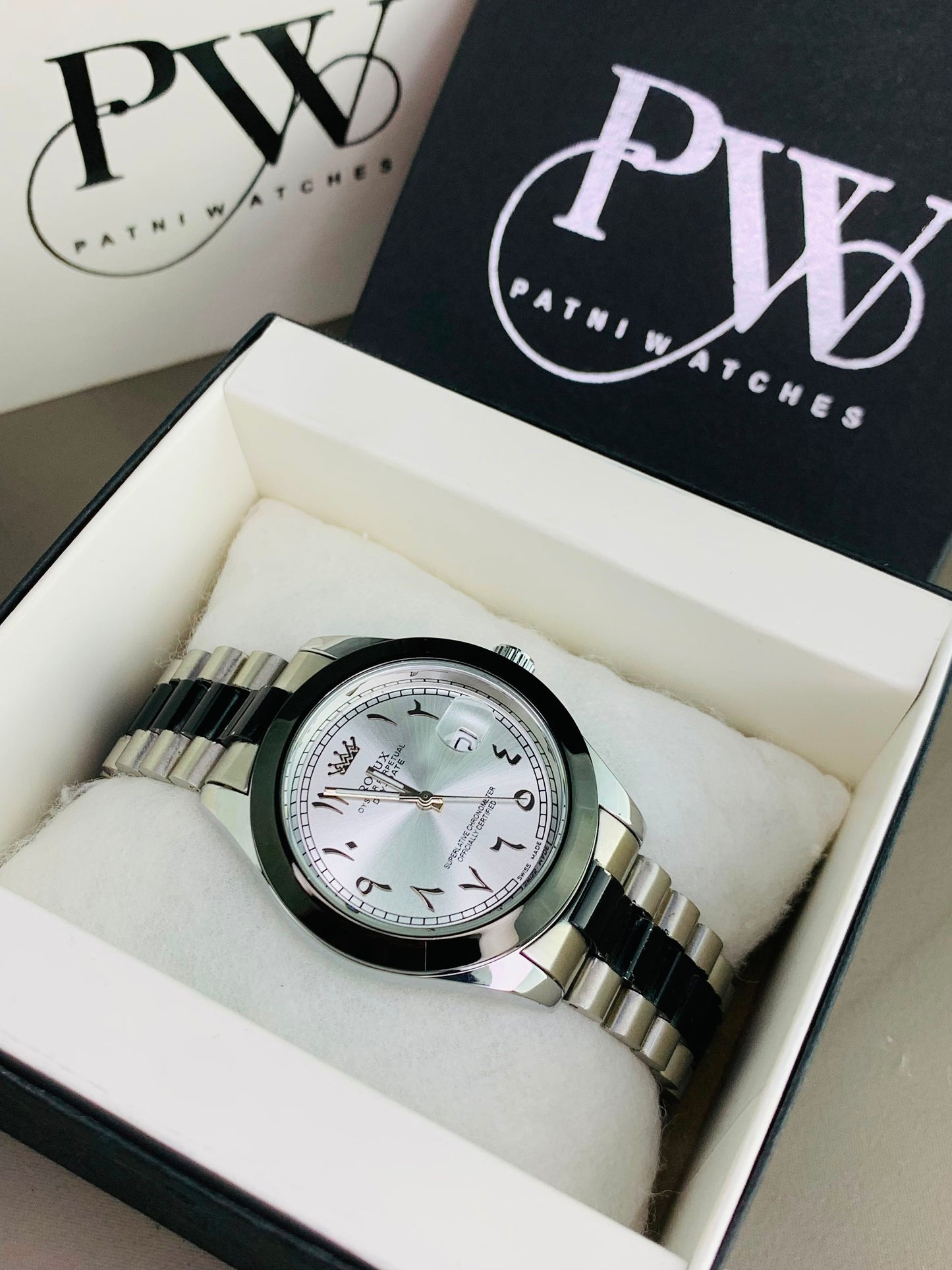 Arabic Two Tone Model (White) Patni Watches