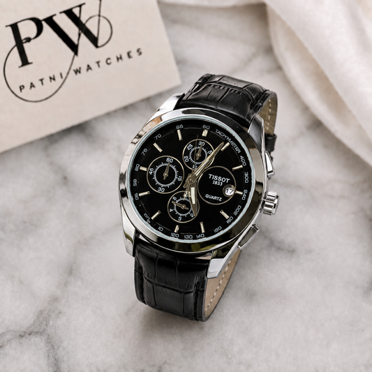 AA+ Silver Chronograph Model (Black) Patni Watches