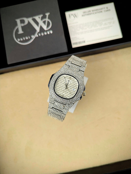 PP Full Stone Model (White) Patni Watches