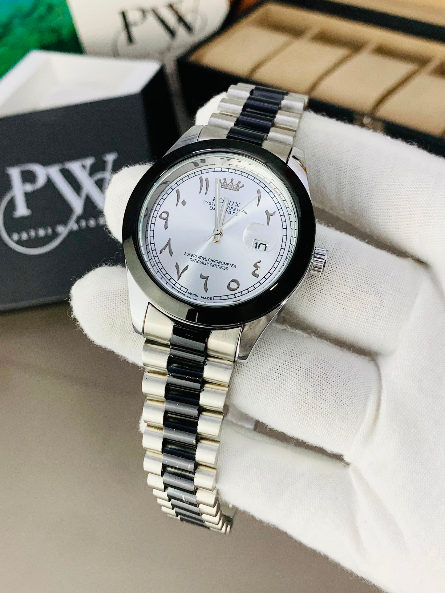 Arabic Two Tone Model (White) Patni Watches