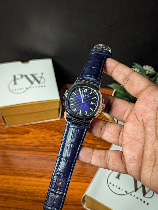 PP Leather Strap (Blue) Patni Watches