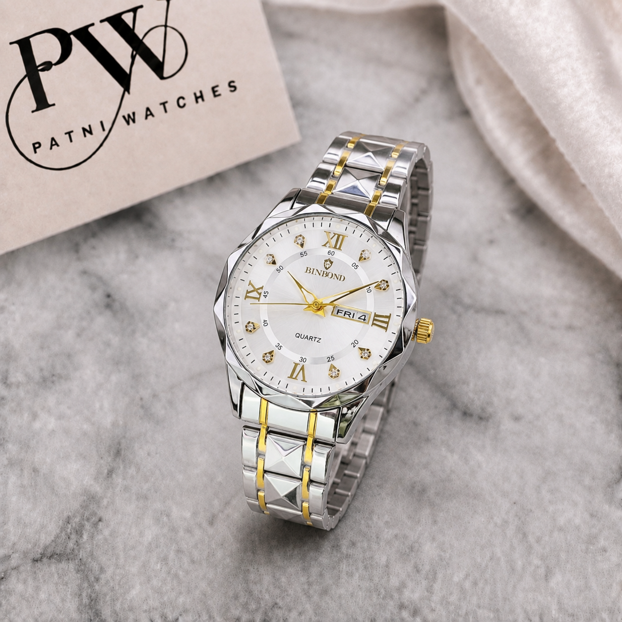 Binbond Two Tone Orignal Watch Model (White) Patni Watches