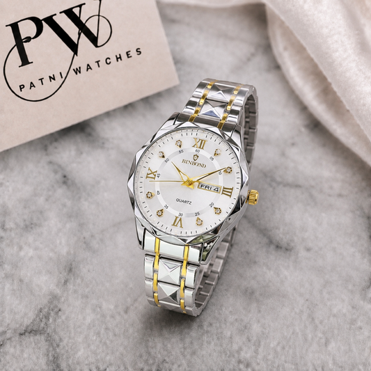 Binbond Two Tone Orignal Watch Model (White) Patni Watches